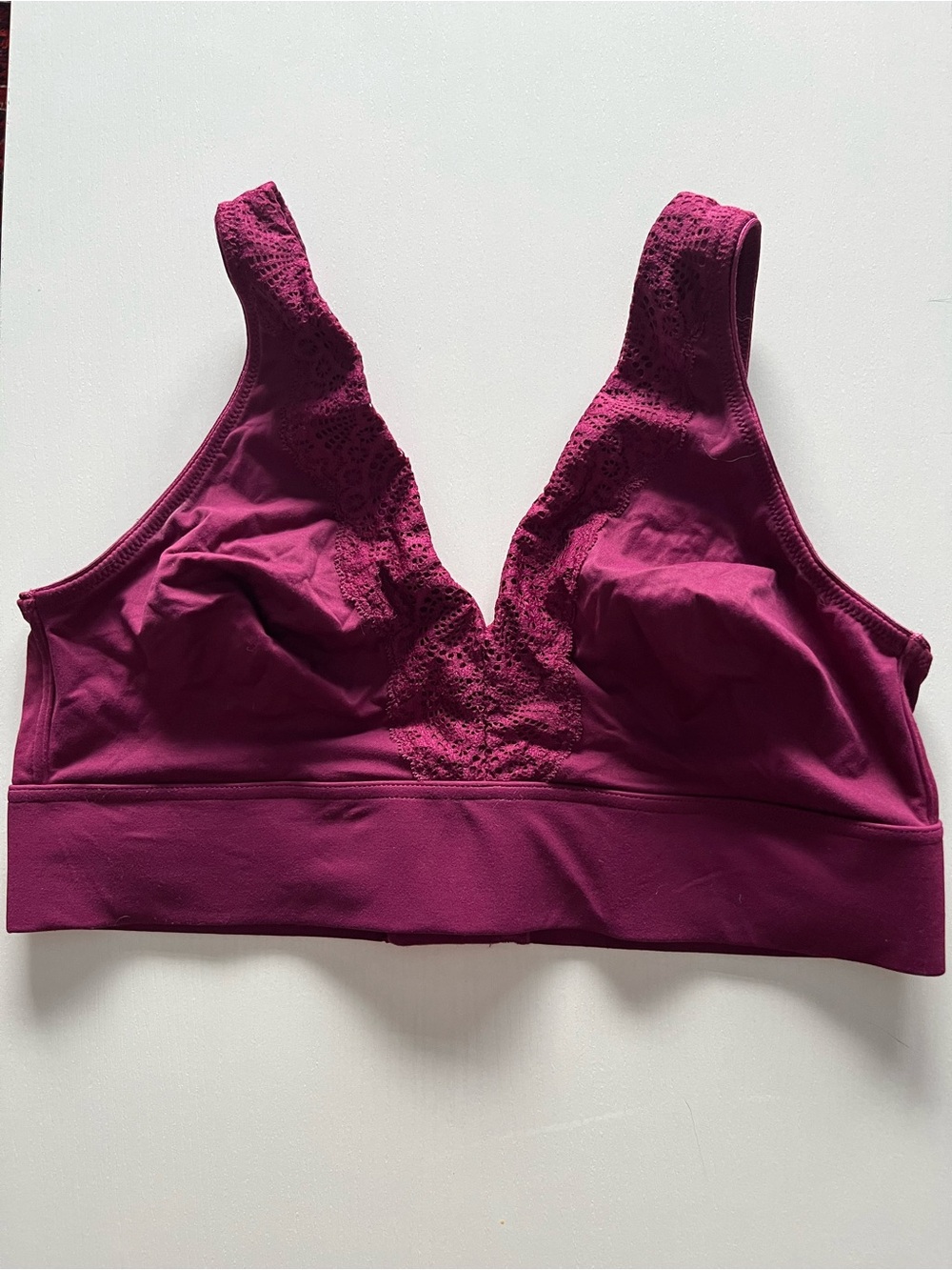Soma Lace-Trim Bralette in Deep Berry